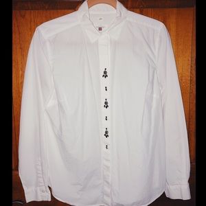 EUC Loft jeweled White Button Down